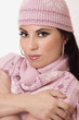 female wearing winter knitwear