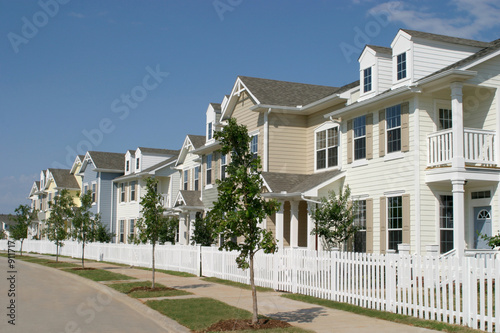 Photo: row of suburban townhouses row of suburban townhouses