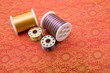 spools on fabric