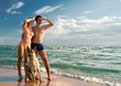 happy couple on a beach-1 happy couple on a beach-1