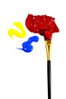 acrylic paint smears and brush