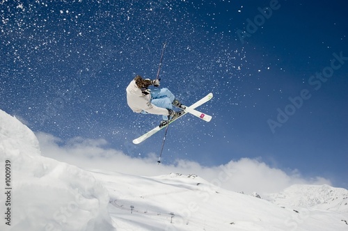 Photo: skier jumping high in the air skier jumping high in the air