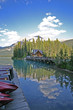boats on a mountain lake
