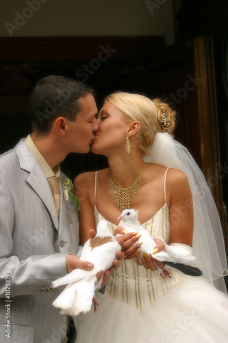 happy newly-married couple