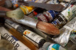 peinture à l'huile : tubes et pinceaux