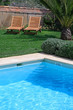 luxury rustic hotel and swimming pool in countryside