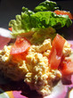 scrambled egg with tomato and lettuce