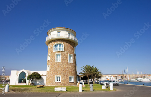 watchtower at almerimar port on the costa del almeria in spain watchtower at almerimar port on the costa del almeria in spain