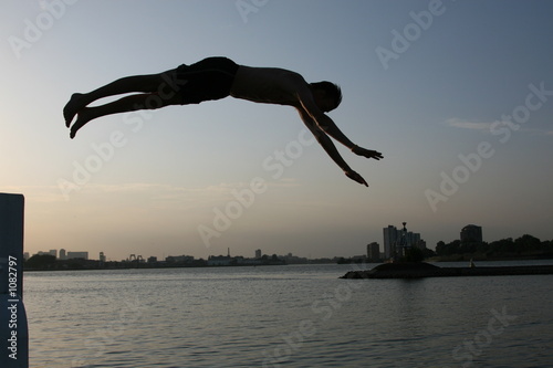 Photo: jumping from water-taxi platform jumping from water-taxi platform