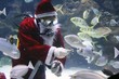 santa clause feeding fishes