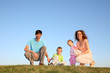 family of four on meadow family of four on meadow