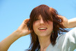 young teenage girl singing along