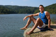 muscular man at the beach