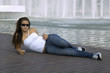 in front of the fountain
