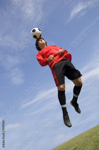 soccer football player making header
