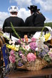 un beau couple de mariés bretons en charette