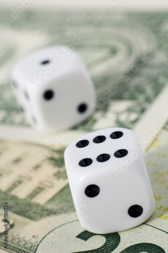 Photo: dice on money dice on money