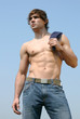 shirtless young man