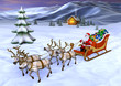 santa claus in the mountains delivering presents