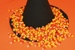 witch's hat and halloween candy