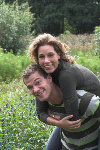 piggyback ride in the garden