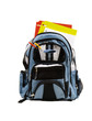 blue school back pack full of school supplies