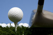 golf ball on tee on grass with driver