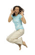 jumping happy woman