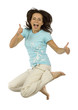  jumping happy woman shows ok