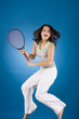 happy woman with tennis racket