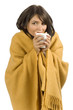 ill woman with hot cup