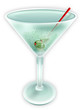martini glass with olives