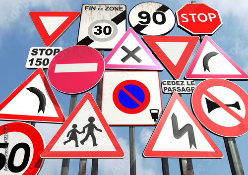 europeans interdiction or danger road signs