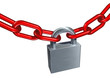 metallic padlock linking chains