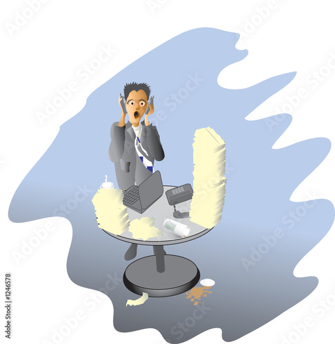 Illustration: overworked businessman overworked businessman