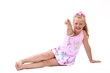 lovely girl pointing with her finger