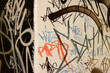 graffiti on a black and white wall