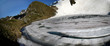 frozen mountain lake at spring