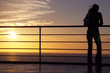 girl black silhouette and red sunset