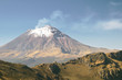 active snowcapped popocatepetl volcano