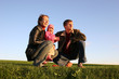 family of three sunset meadow