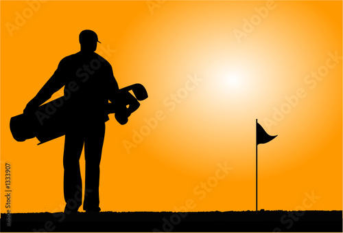 Illustration: golfer walking golfer walking