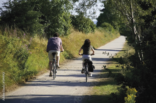 cycle way and footpath couple cycling