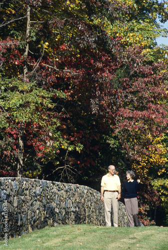 Photo: couple taking a relaxing walk in countryside couple taking a relaxing walk in countryside