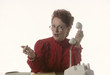 Photo: business woman with telephone in office business woman with telephone in office