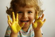 girl with yellow hands