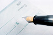 check and fountain pen