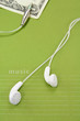 white headphones with dollar