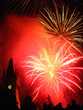 sparkling fireworks in the sky over the palace. sparkling fireworks in the sky over the palace.