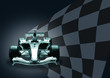 formula 1 car and flag